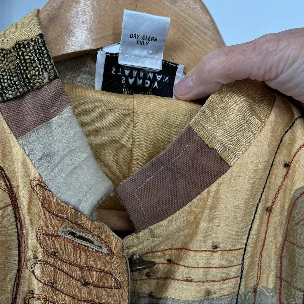 Sandy Starkman Womens Silk Art To Wear Jacket Size M Patchwork Beading Vintage - Picture 6 of 13